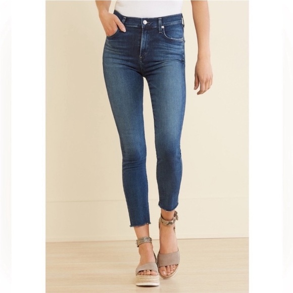Agolde Sophie Crop Raw Hem Comfort Stretch Skinny Jean Dark Wash A018-3005 Sz 25 - Picture 1 of 10